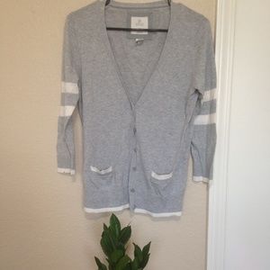 Cozy aerie cardigan soft grey stripes button